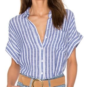 Rails blue stripe, button up short sleeve shirt
